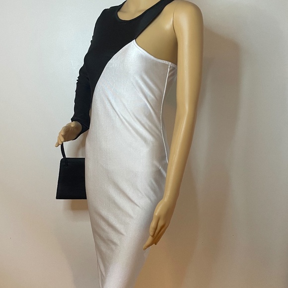 Mod sixties black white one sleeved sheath dress! - Picture 6 of 15